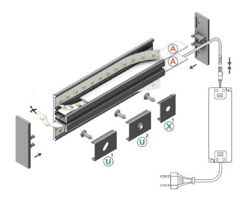Profil LED aparent  10, aluminiu, lungime 2m